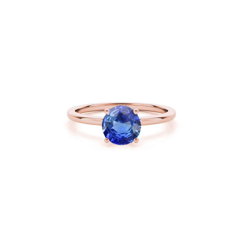 The Casey Hidden Halo Round Blue Sapphire Engagement Ring | Lisa Robin