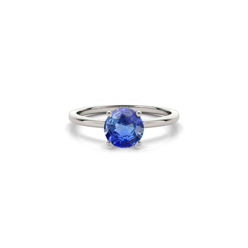 The Casey Hidden Halo Round Blue Sapphire Engagement Ring | Lisa Robin