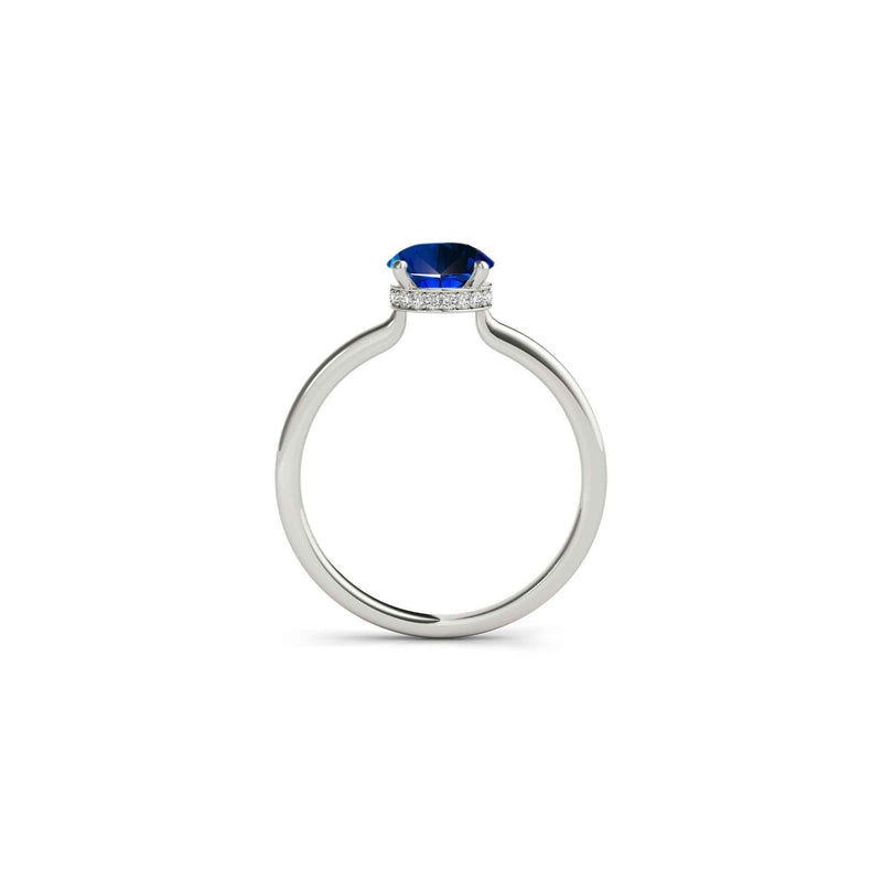 The Casey Hidden Halo Emerald Cut Blue Sapphire Engagement Ring | Lisa Robin