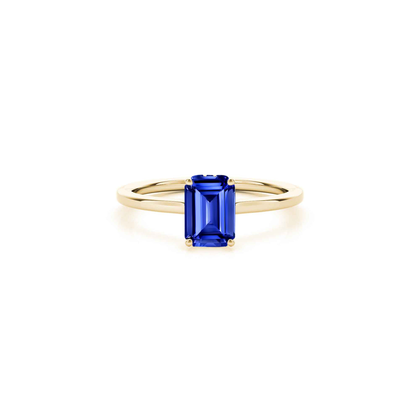 The Casey Hidden Halo Emerald Cut Blue Sapphire Engagement Ring | Lisa Robin