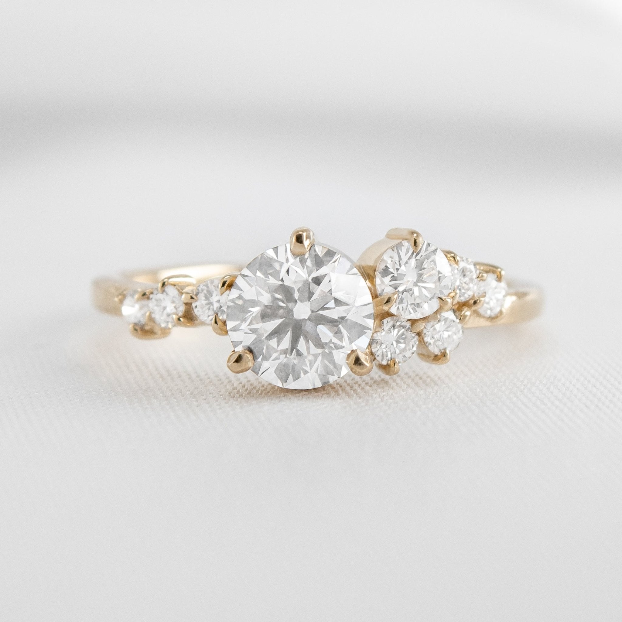 Shown in 1.0 Carat * The Chloe Diamond Cluster Engagement Ring | Lisa Robin#color_14k-yellow-gold