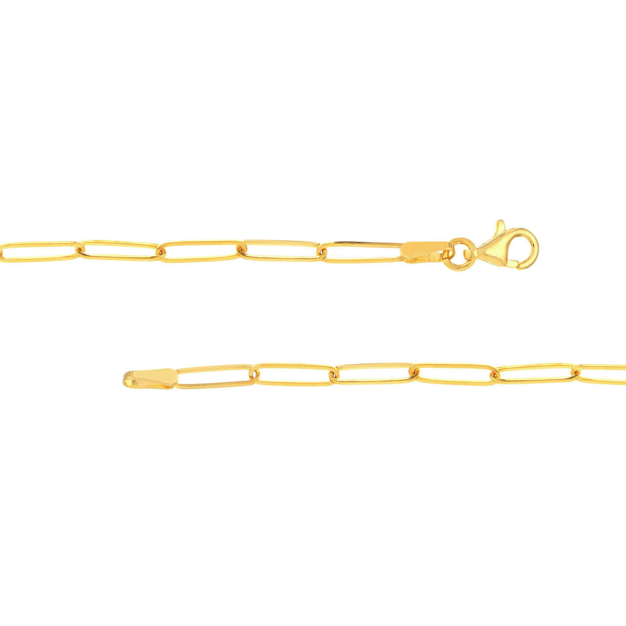 Diamond Accent Gold Paper Clip Chain Necklace Clasp Close Up | Lisa RobinDiamond Accent Gold Paper Clip Chain Necklace | Lisa Robin#color_14k-yellow-gold