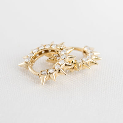 Tiny Gold Diamond Spike Huggie Hoop Earrings - Lisa Robin
