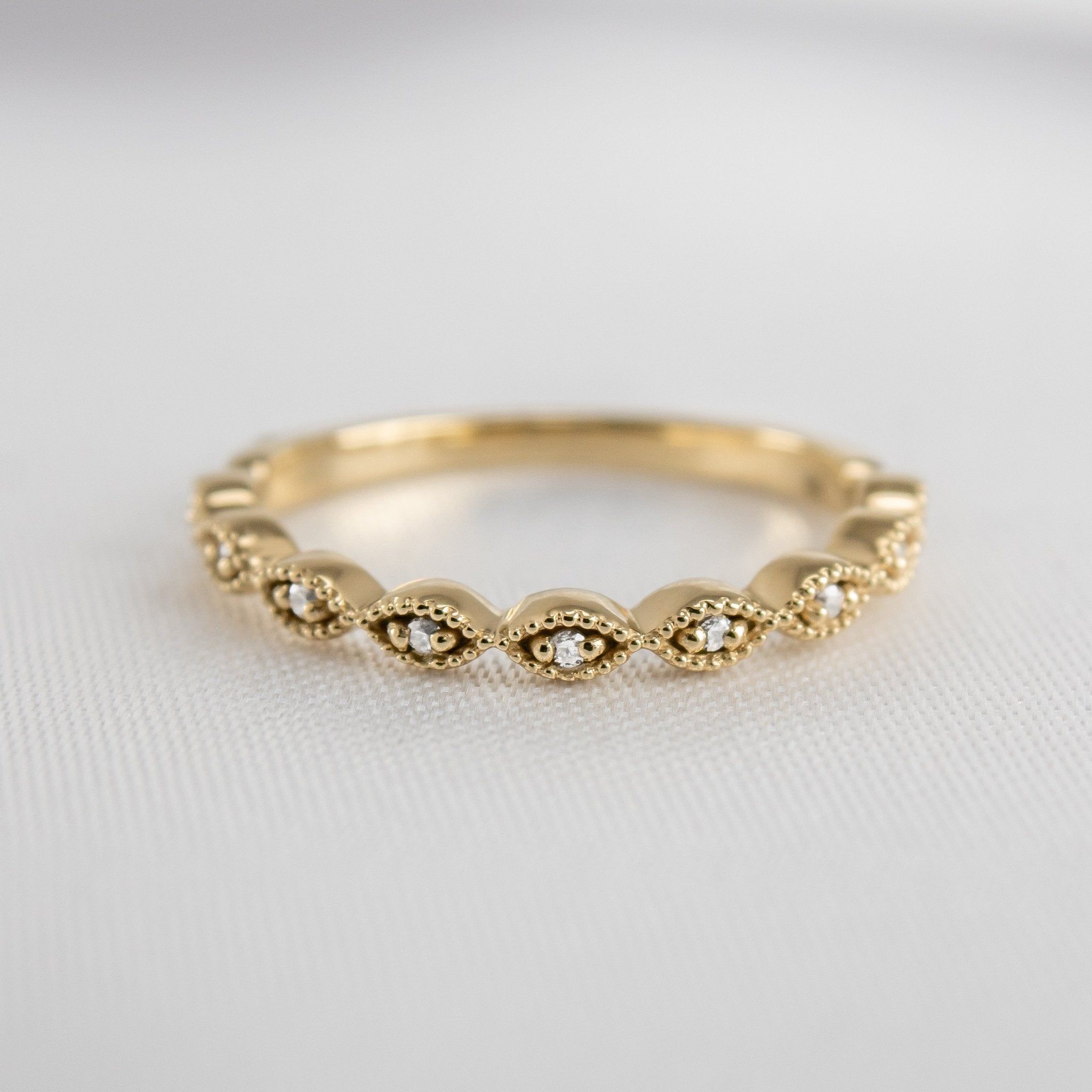 The Frances Vintage Diamond Wedding Ring | Lisa Robin#color_10k-yellow-gold