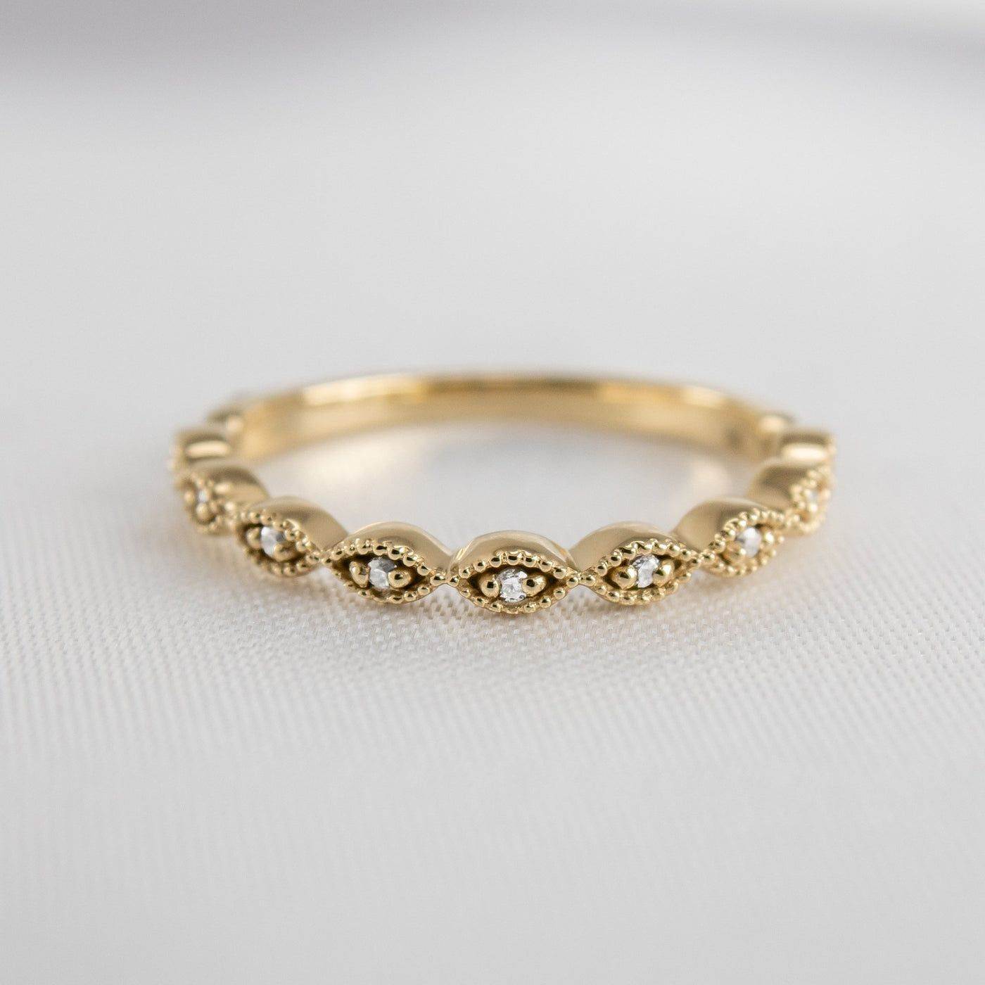 The Frances Vintage Diamond Wedding Ring | Lisa Robin#color_18k-yellow-gold
