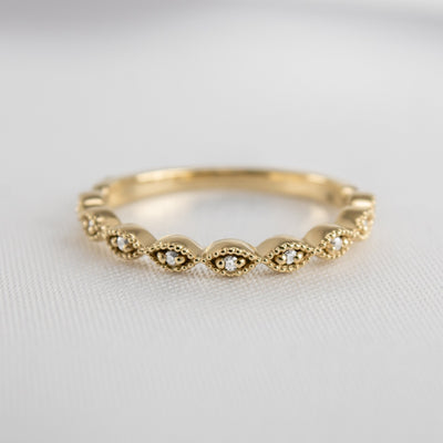 The Frances Vintage Diamond Wedding Ring | Lisa Robin#color_18k-yellow-gold