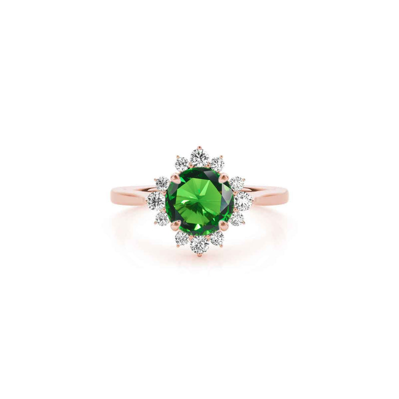 The Jaylin Emerald and Diamond Halo Engagement Ring - Lisa Robin