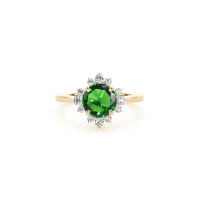 The Jaylin Emerald and Diamond Halo Engagement Ring - Lisa Robin
