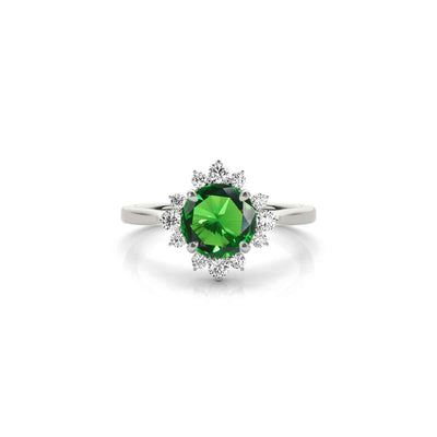 The Jaylin Emerald and Diamond Halo Engagement Ring - Lisa Robin