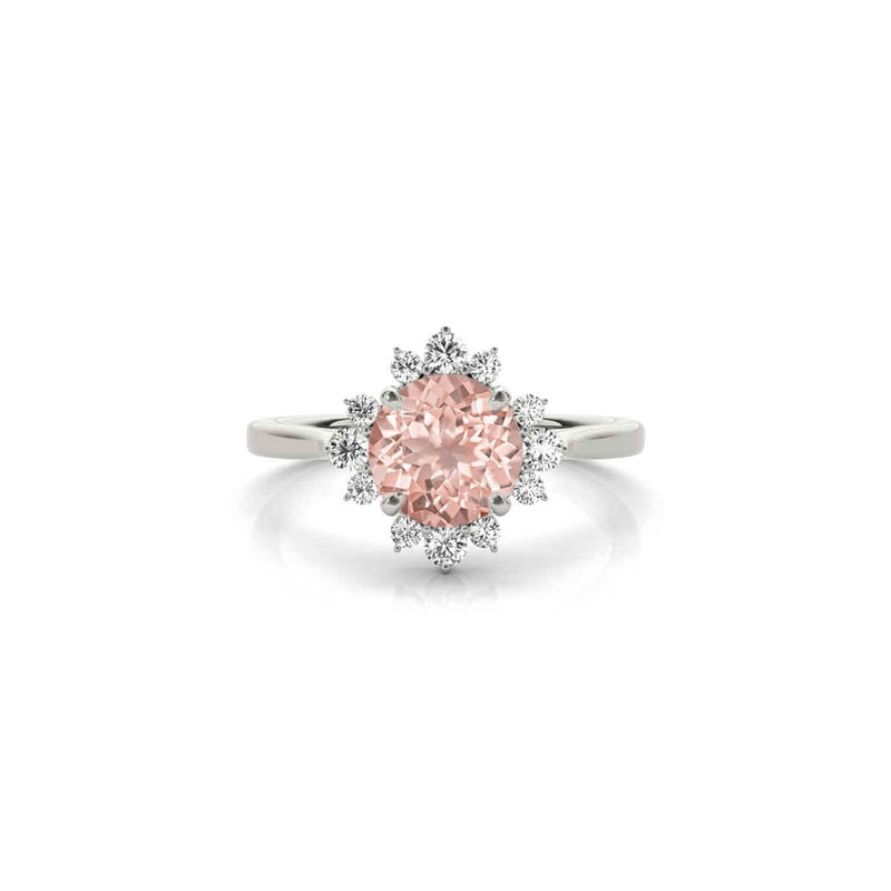 The Jaylin Morganite and Diamond Halo Engagement Ring - Lisa Robin