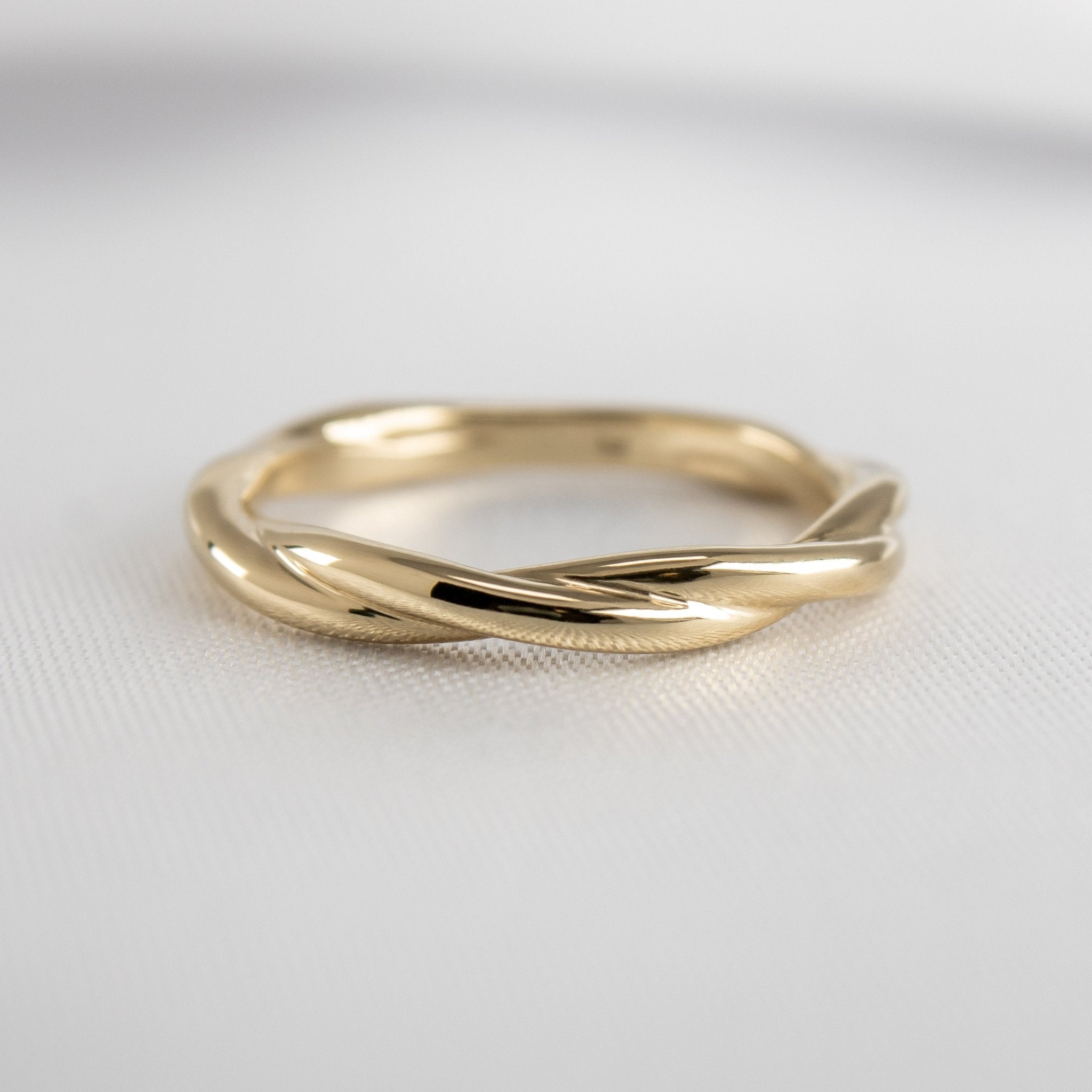 Leland Twist diamond wedding ring in 14K yellow gold from front angle view by Lisa Robin Jewelry#color_14k-yellow-gold