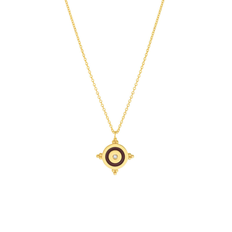 Red Enamel Diamond Gold Medallion Necklace | Lisa Robin