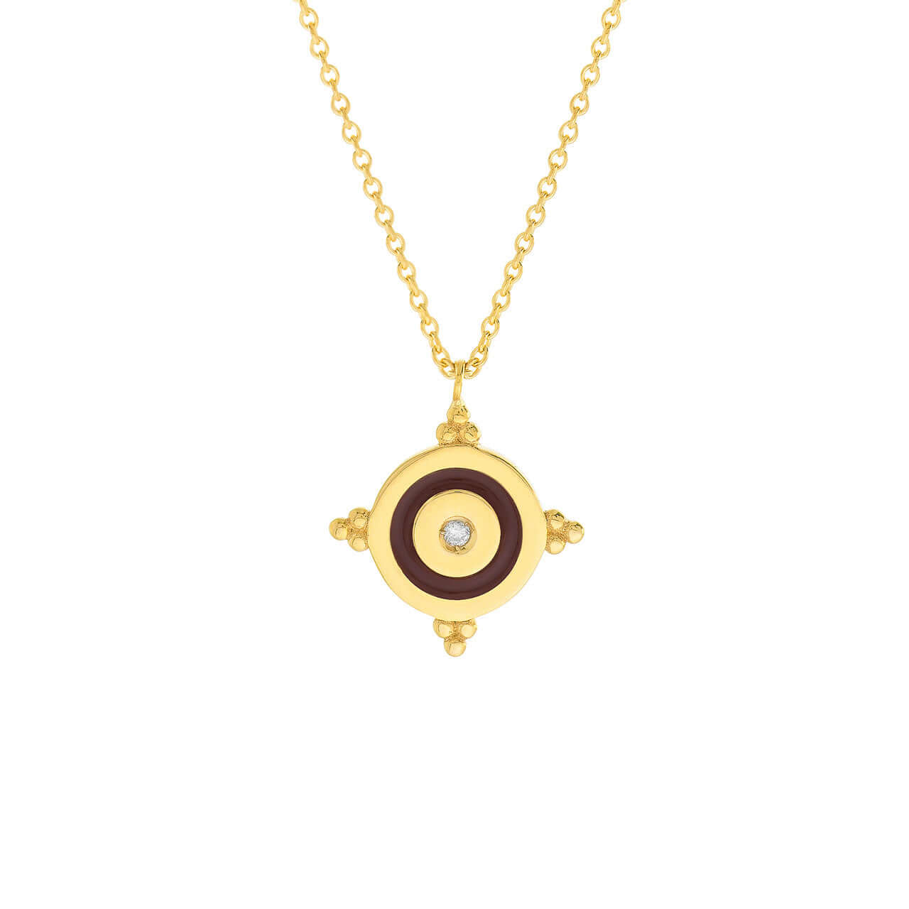 Red Enamel Diamond Gold Medallion Necklace | Lisa Robin