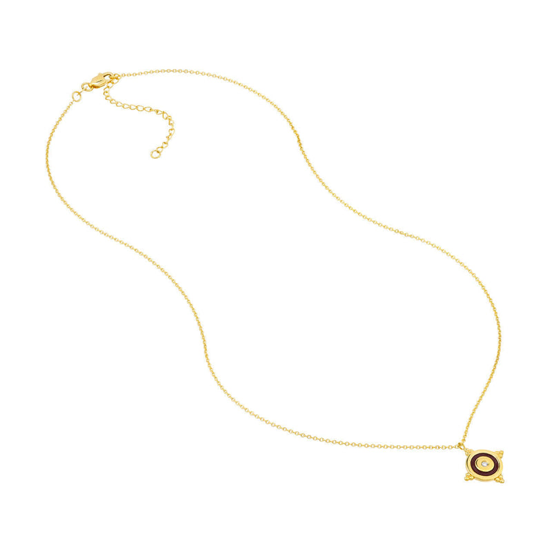 Red Enamel Diamond Gold Medallion Necklace | Lisa Robin