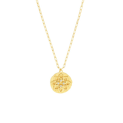 Gold Hammered Floral Medallion Diamond Necklace | Lisa Robin