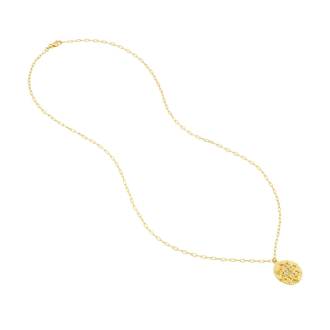 Gold Hammered Floral Medallion Diamond Necklace | Lisa Robin
