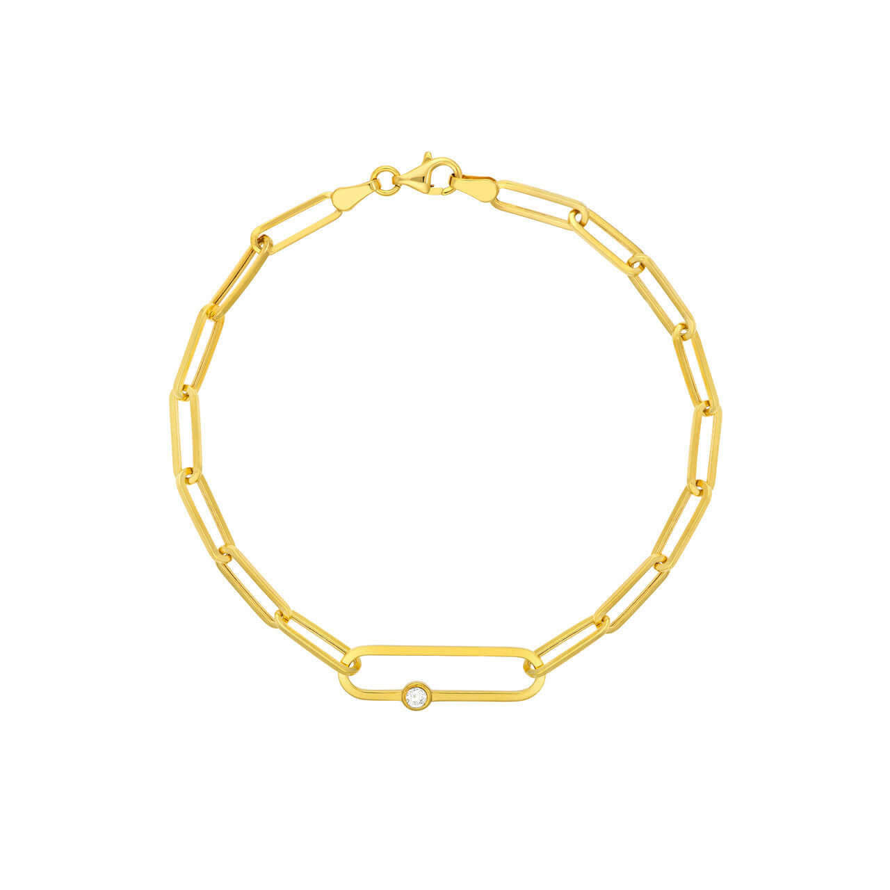 Diamond Accent Gold Paper Clip Chain Bracelet | Lisa Robin