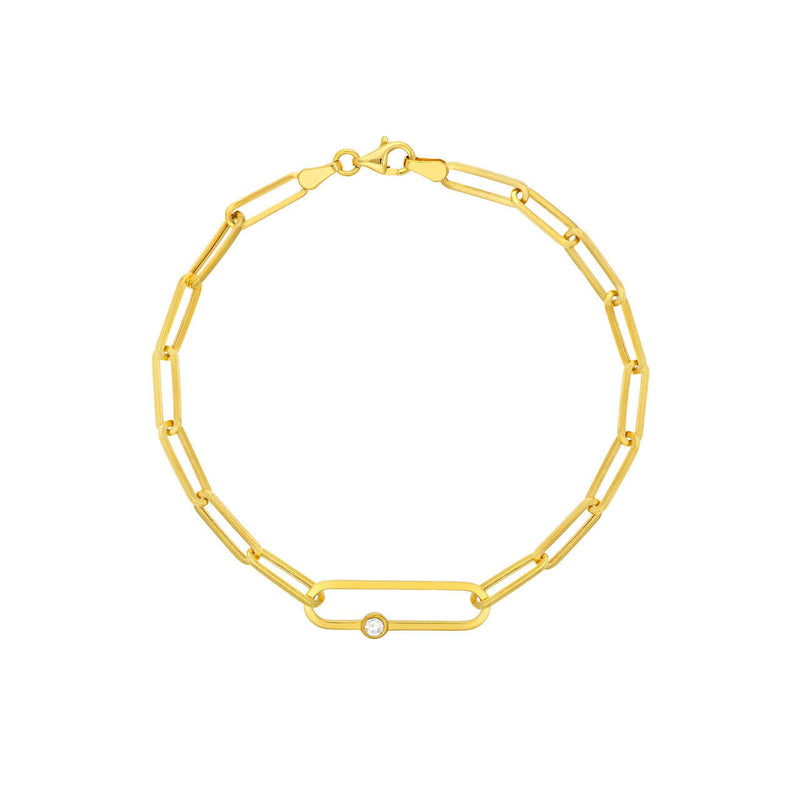 Diamond Accent Gold Paper Clip Chain Bracelet | Lisa Robin