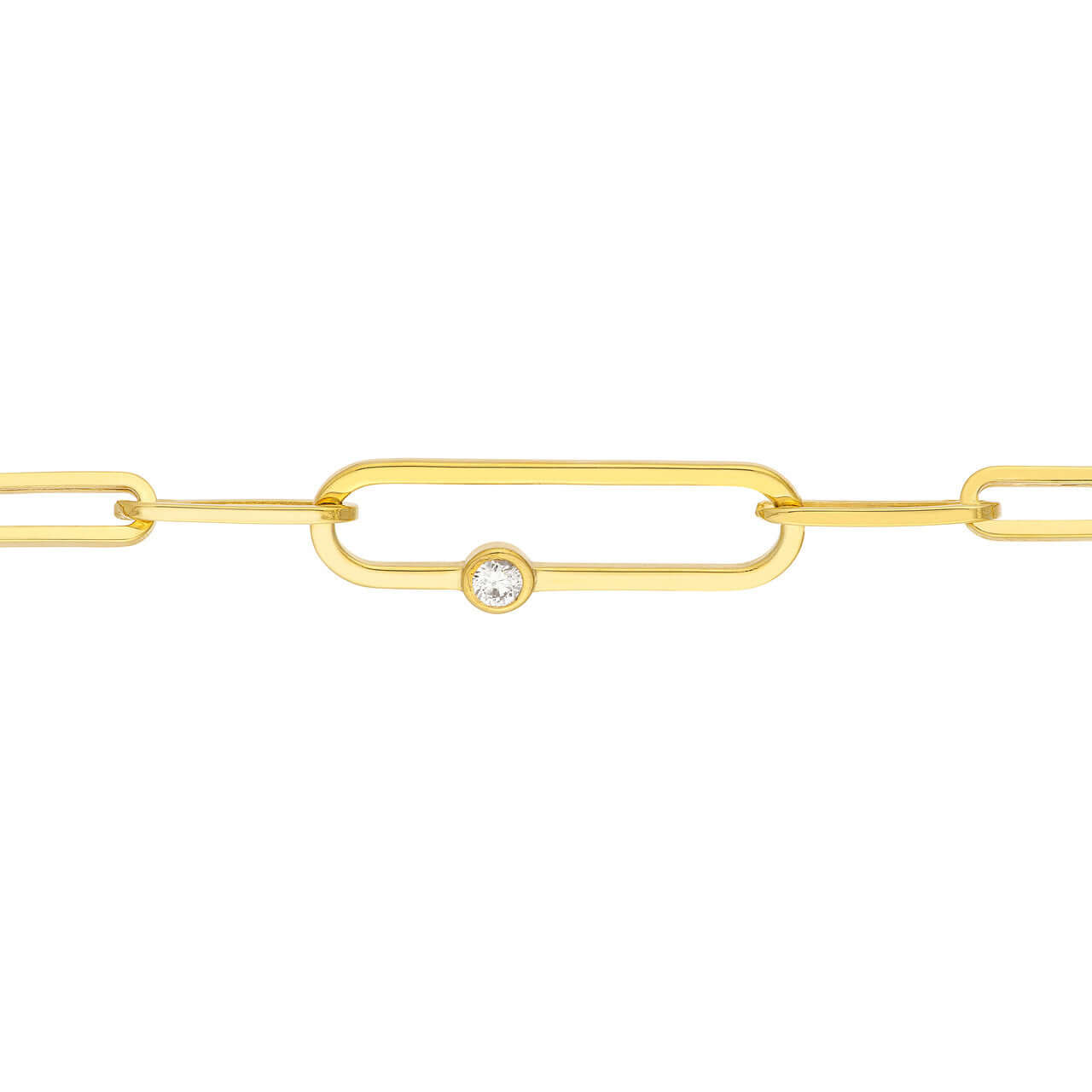 Diamond Accent Gold Paper Clip Chain Bracelet | Lisa Robin