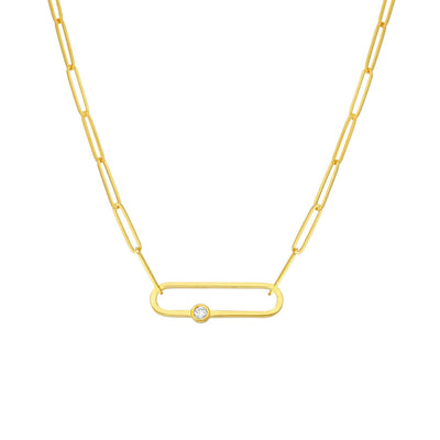 Diamond Accent Gold Paper Clip Chain Necklace | Lisa Robin
