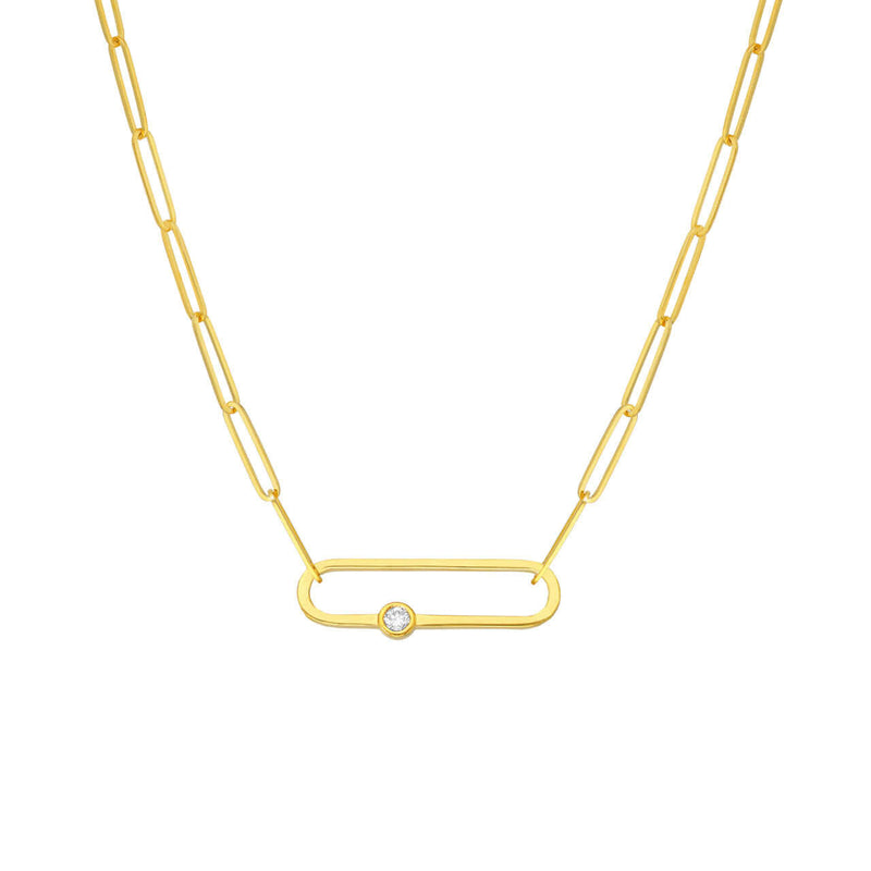 Diamond Accent Gold Paper Clip Chain Necklace | Lisa Robin