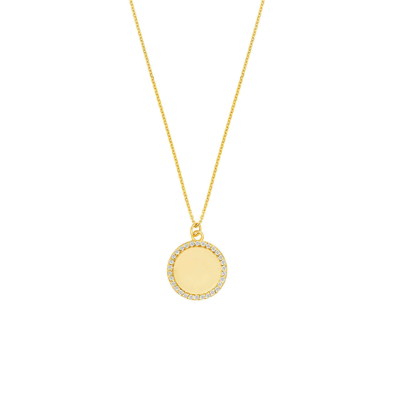 Diamond Rimmed Gold Disc Necklace | Lisa Robin