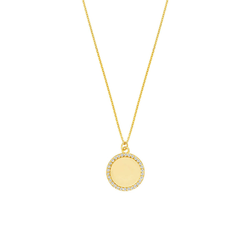 Diamond Rimmed Gold Disc Necklace | Lisa Robin