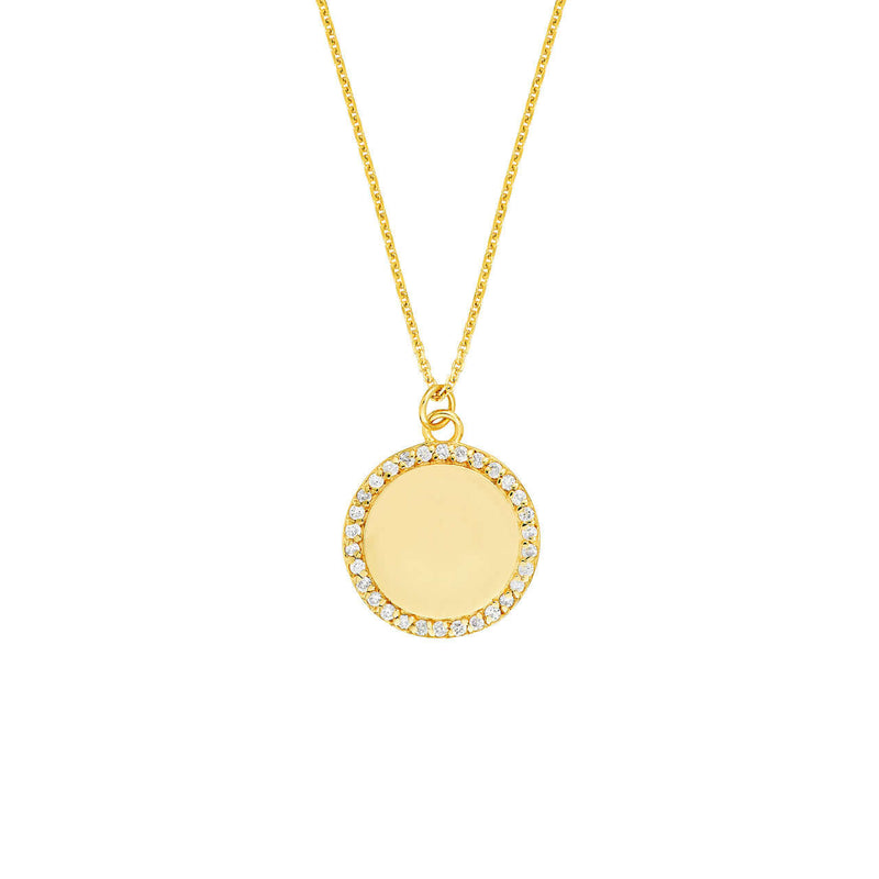 Diamond Rimmed Gold Disc Necklace | Lisa Robin