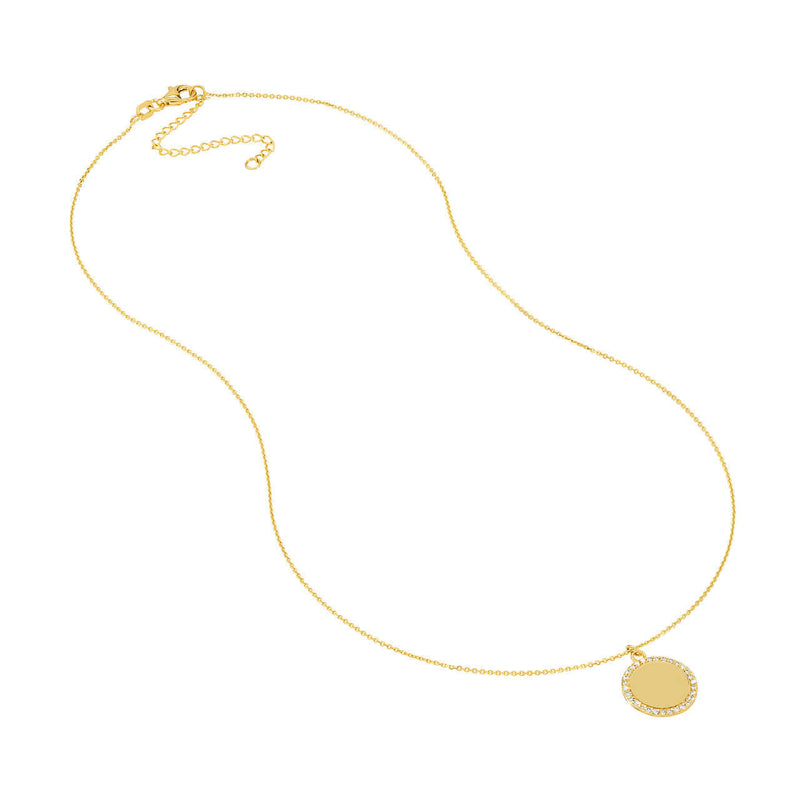 Diamond Rimmed Gold Disc Necklace | Lisa Robin