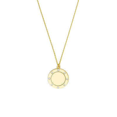 Diamond Trim Gold Disc Medallion Necklace - Lisa Robin