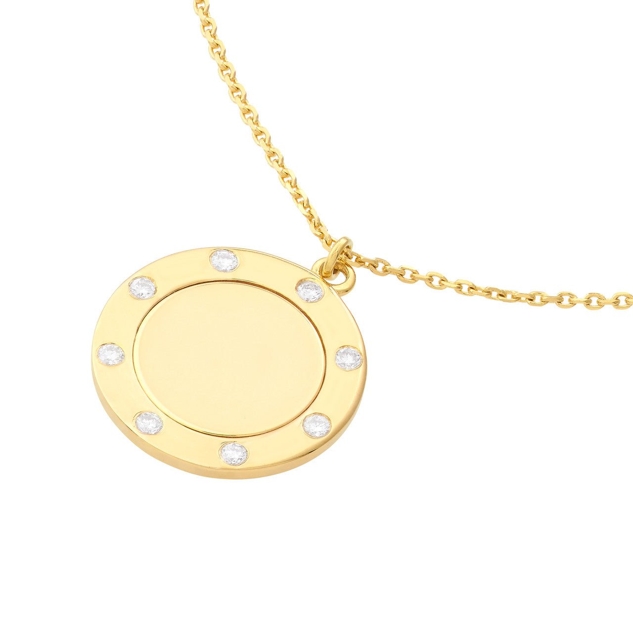 Diamond Trim Gold Disc Medallion Necklace - Lisa Robin