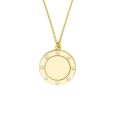 Diamond Trim Gold Disc Medallion Necklace | Lisa Robin