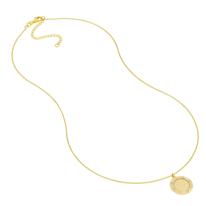 Diamond Trim Gold Disc Medallion Necklace - Lisa Robin