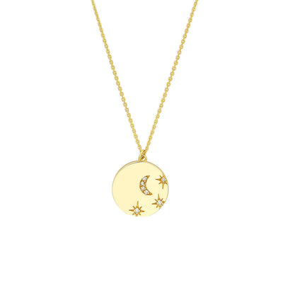 Gold Diamond Moon & Stars Medallion Necklace | Lisa Robin
