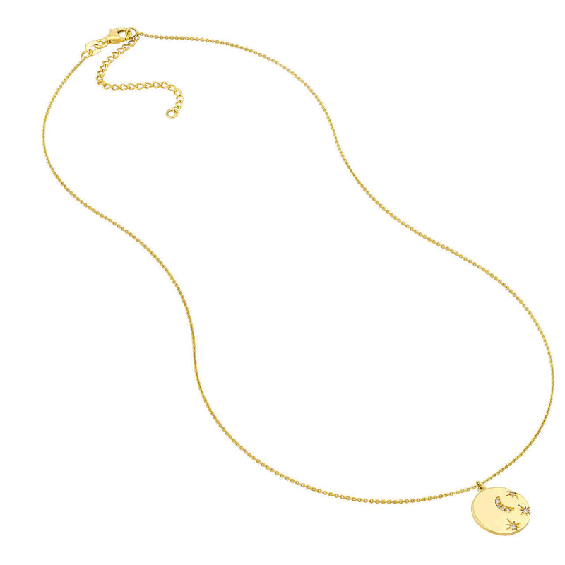 Gold Diamond Moon & Stars Medallion Necklace | Lisa Robin