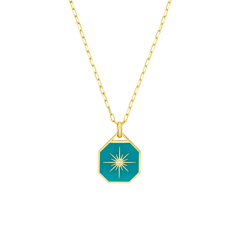 Diamond Star Enamel Octagon Pendant Necklace | Lisa Robin