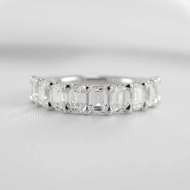 The Mercer Half Eternity Emerald Cut Diamond Wedding Ring - Lisa Robin