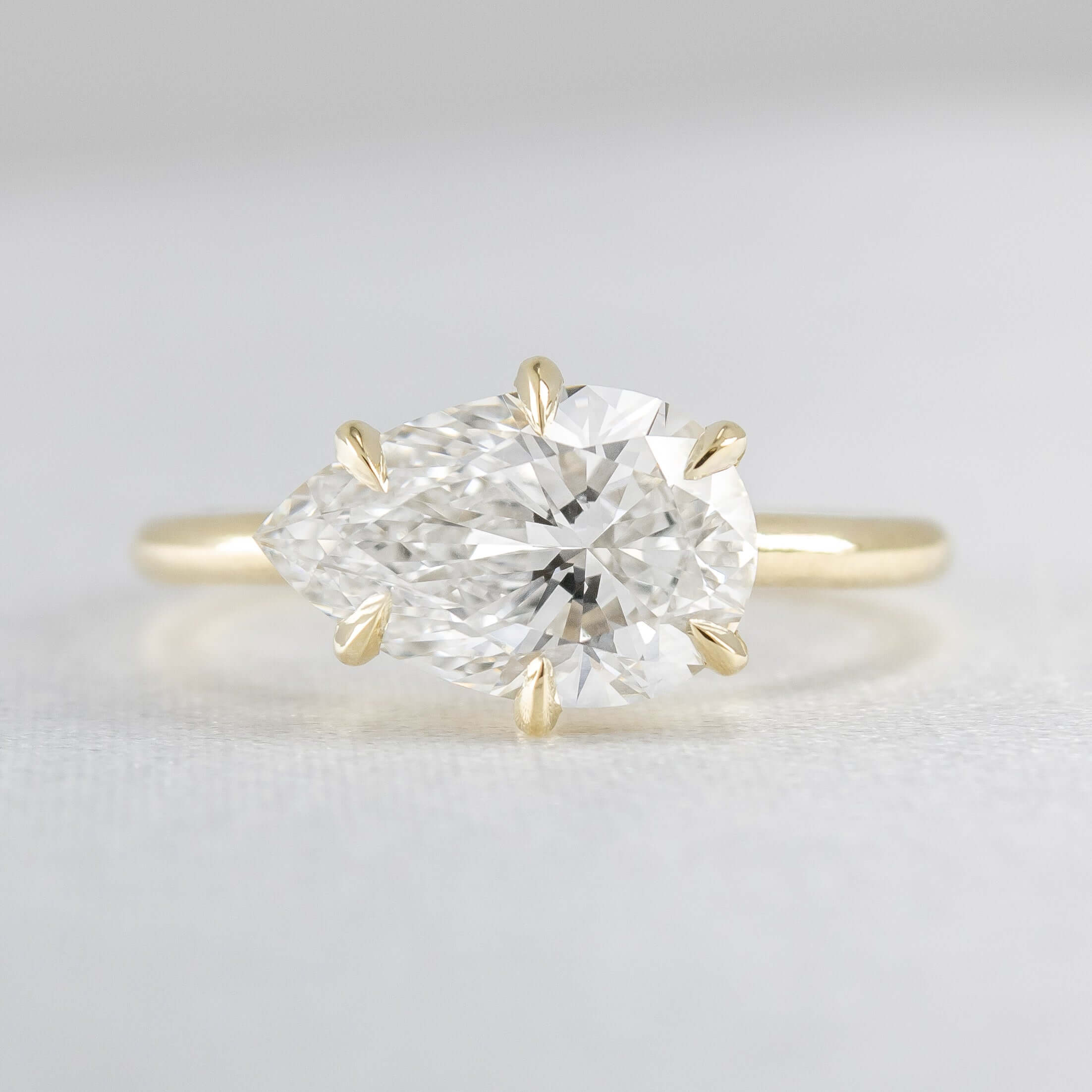 Shown in 2.57 Carat * The Mia East West Pear Diamond Solitaire Engagement Ring | Lisa Robin#color_14k-yellow-gold