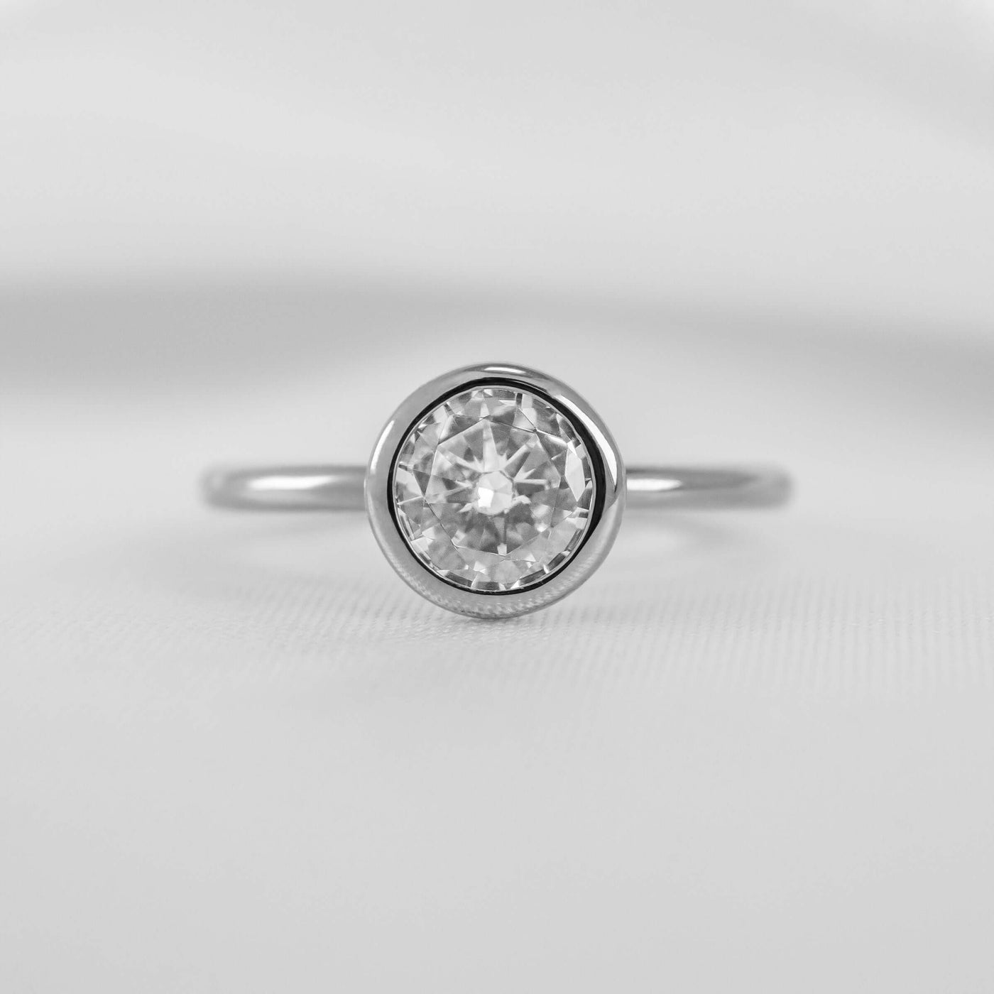 Shown in 1.0 Carat * The Nova Bezel Diamond Engagement Ring | Lisa Robin#color_platinum