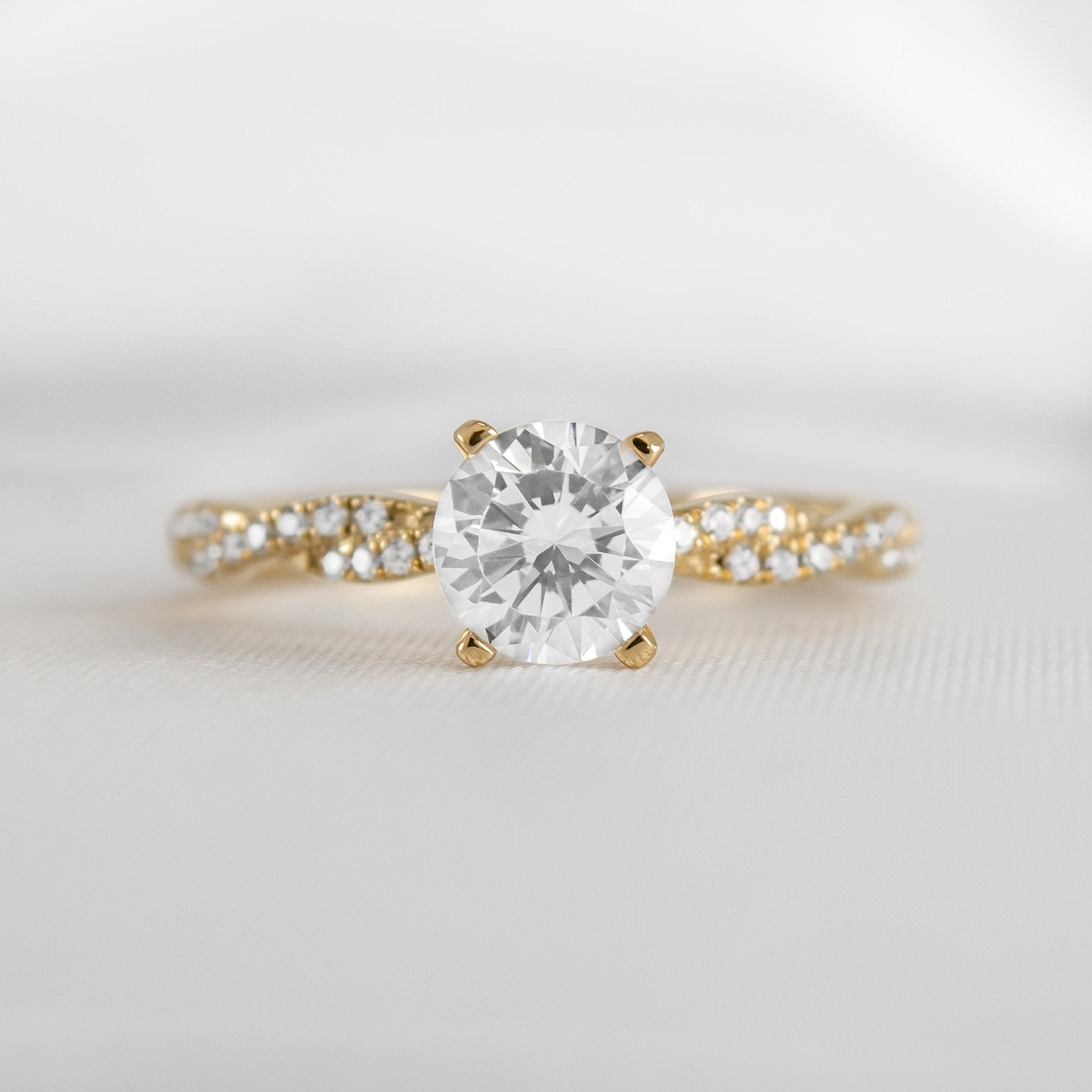 Shown in 1.0 Carat Diamond* The Remy Diamond Twist Engagement Ring | Lisa Robin#color_14k-yellow-gold