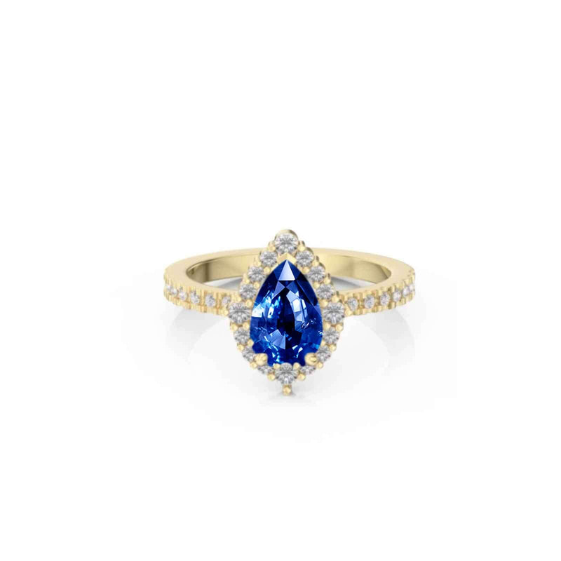 The Sierra Pear Sapphire Halo Engagement Ring | Lisa Robin