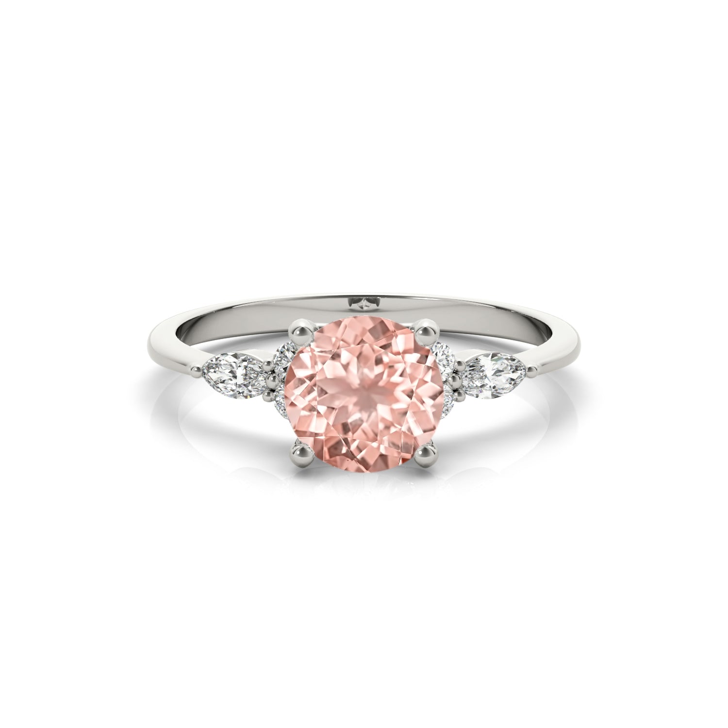 Shown in 1.0 carat Morganite*The Sophia Morganite with Marquise Diamond Accented Solitaire Engagement Ring#color_14k-white-gold