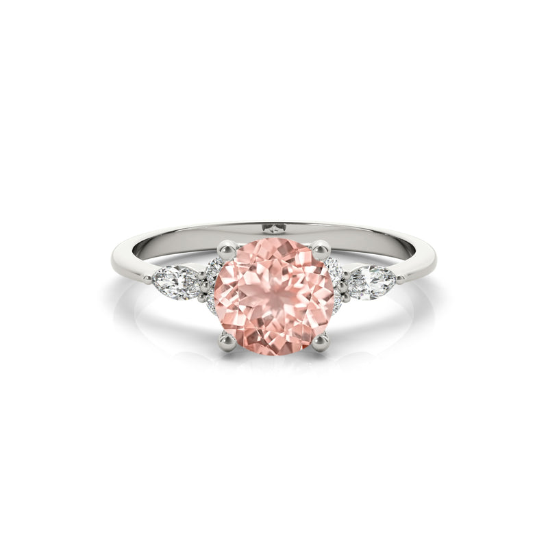 The Sophia Morganite with Marquise Diamond Accented Solitaire Engagement Ring