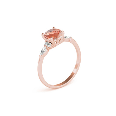 The Sophia Morganite with Marquise Diamond Accented Solitaire Engagement Ring