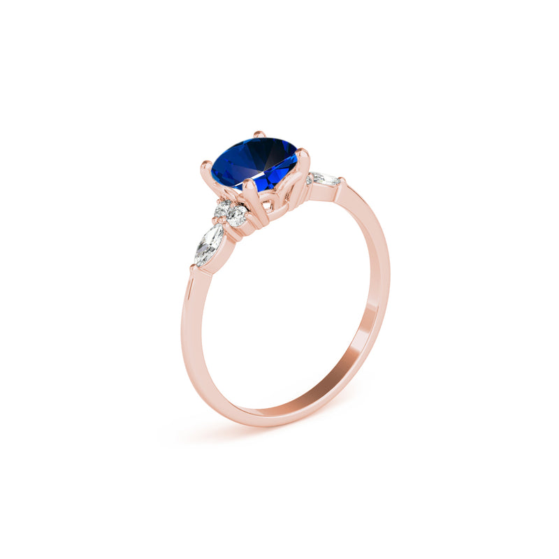 The Sophia Sapphire with Marquise Diamond Accented Solitaire Engagement Ring