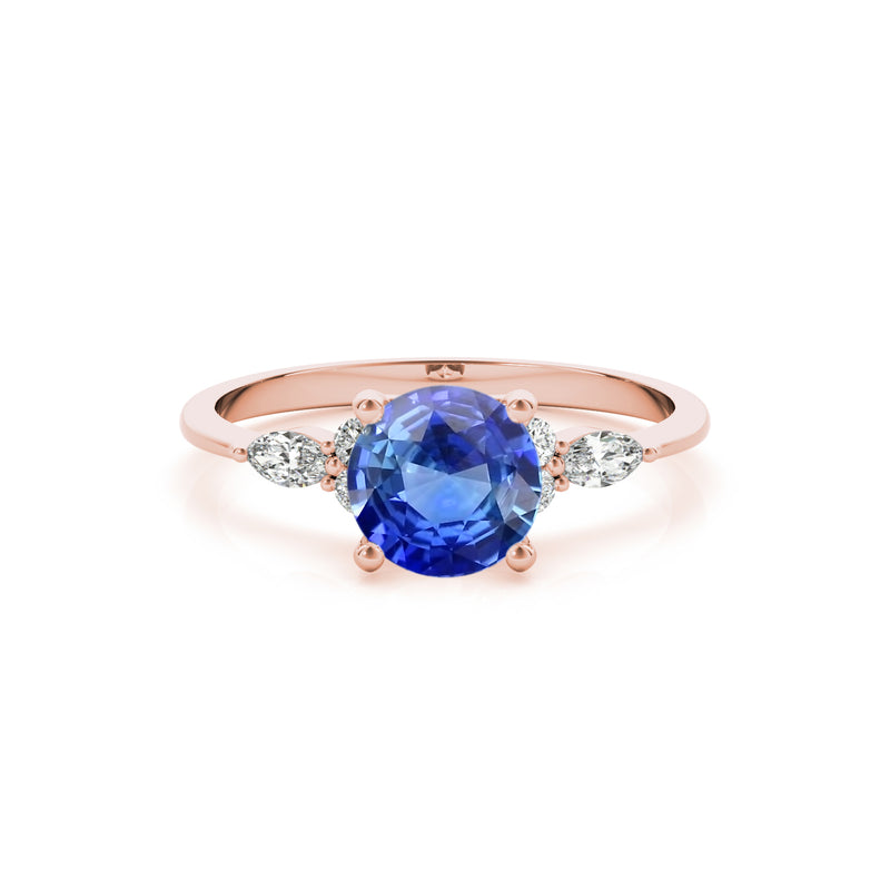 The Sophia Sapphire with Marquise Diamond Accented Solitaire Engagement Ring