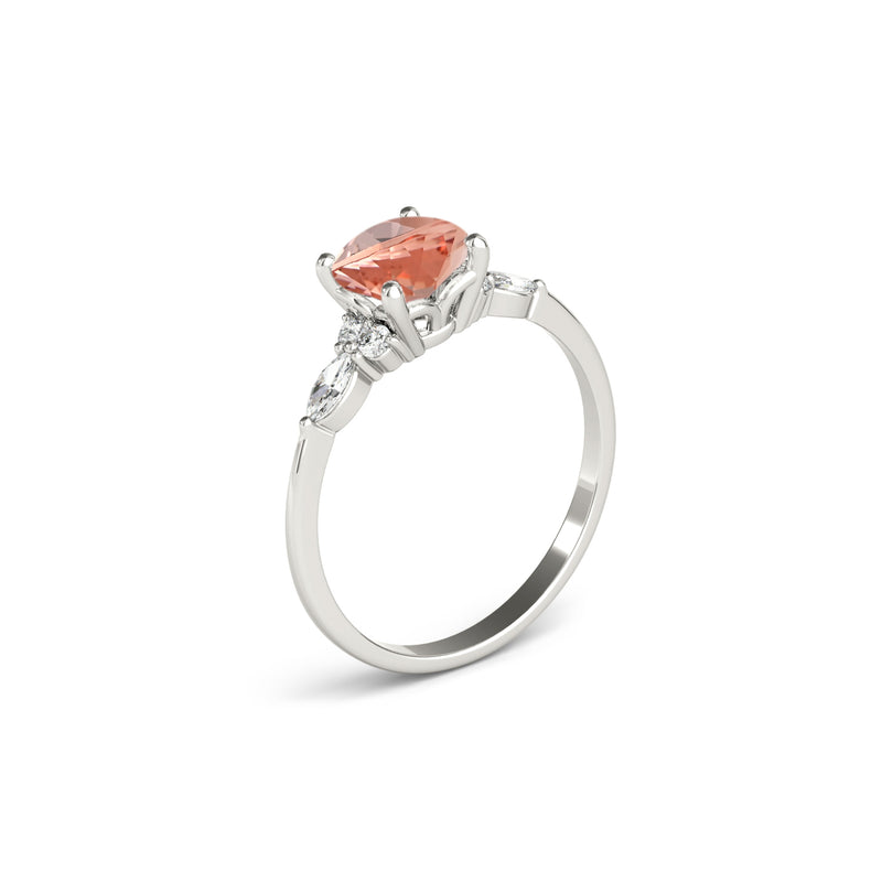 The Sophia Morganite with Marquise Diamond Accented Solitaire Engagement Ring