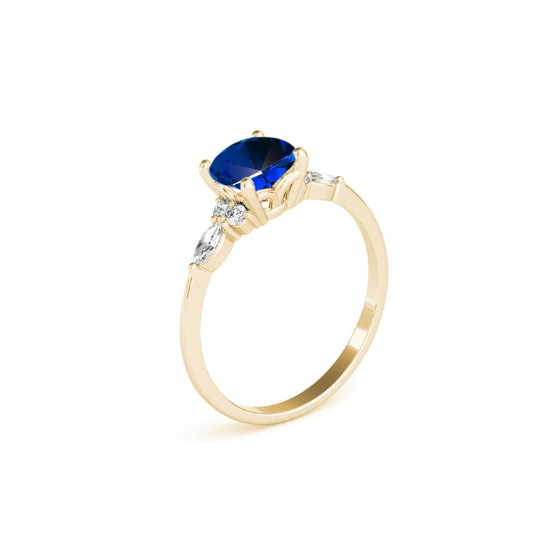 The Sophia Sapphire with Marquise Diamond Accented Solitaire Engagement Ring