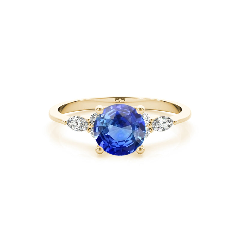 The Sophia Sapphire with Marquise Diamond Accented Solitaire Engagement Ring