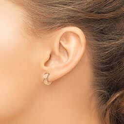 Gold Chunky Huggie Hoop Earrings | Lisa Robin#color_14k-white-gold